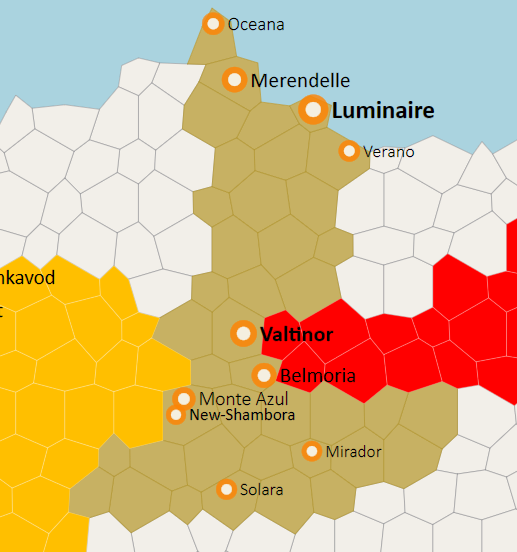 Le Royaume de Luminor en 1996, après l'annexion de Solara