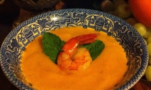 Bouillon de crevettes aux kakis Agud