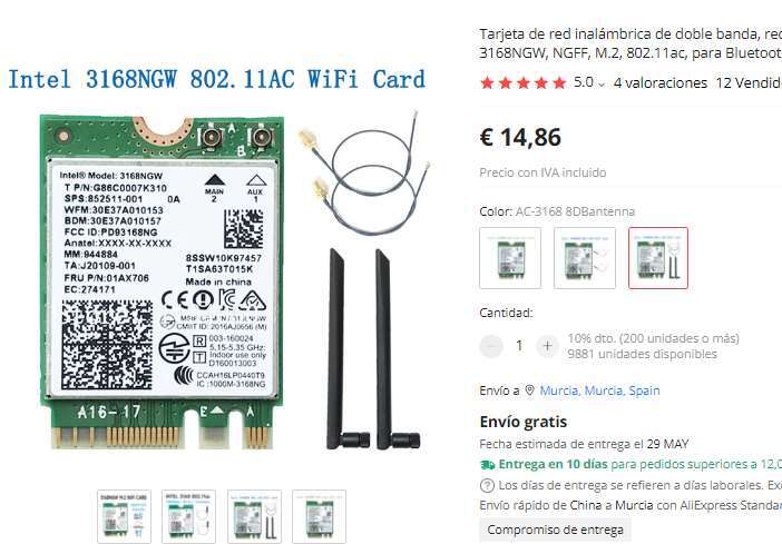wifi ae m.2 placas chinas
