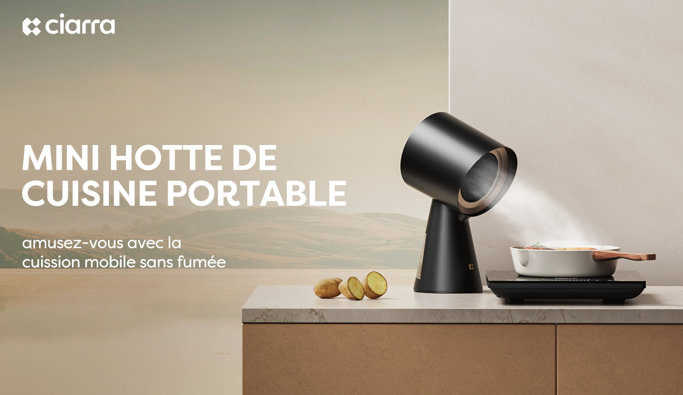 CIARRA Mini Hotte de Cuisine Portable 2 Vitesses 36W Posable pour Voyage  BBQ Noir CDB01PH