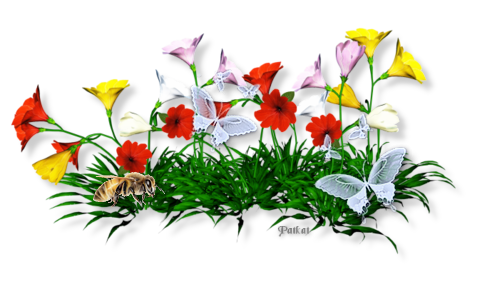 Tubes PNG" Composition de fleurs, oiseaux ,papillon, abeille" 6llq