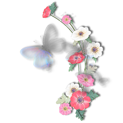 Tubes PNG" Composition de fleurs, oiseaux ,papillon, abeille" Iq5t