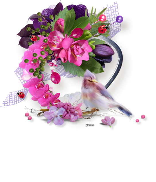 Tubes PNG" Composition de fleurs, oiseaux ,papillon, abeille" J07o