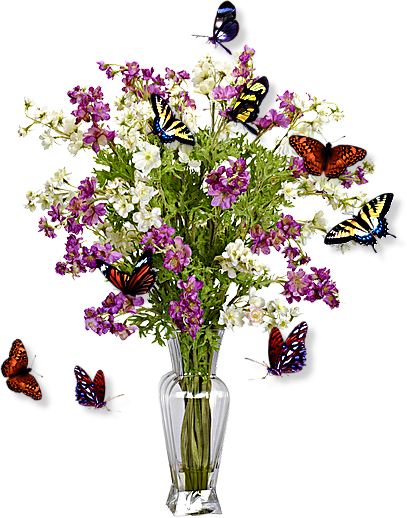 Tubes PNG" Composition de fleurs, oiseaux ,papillon, abeille" L7ci