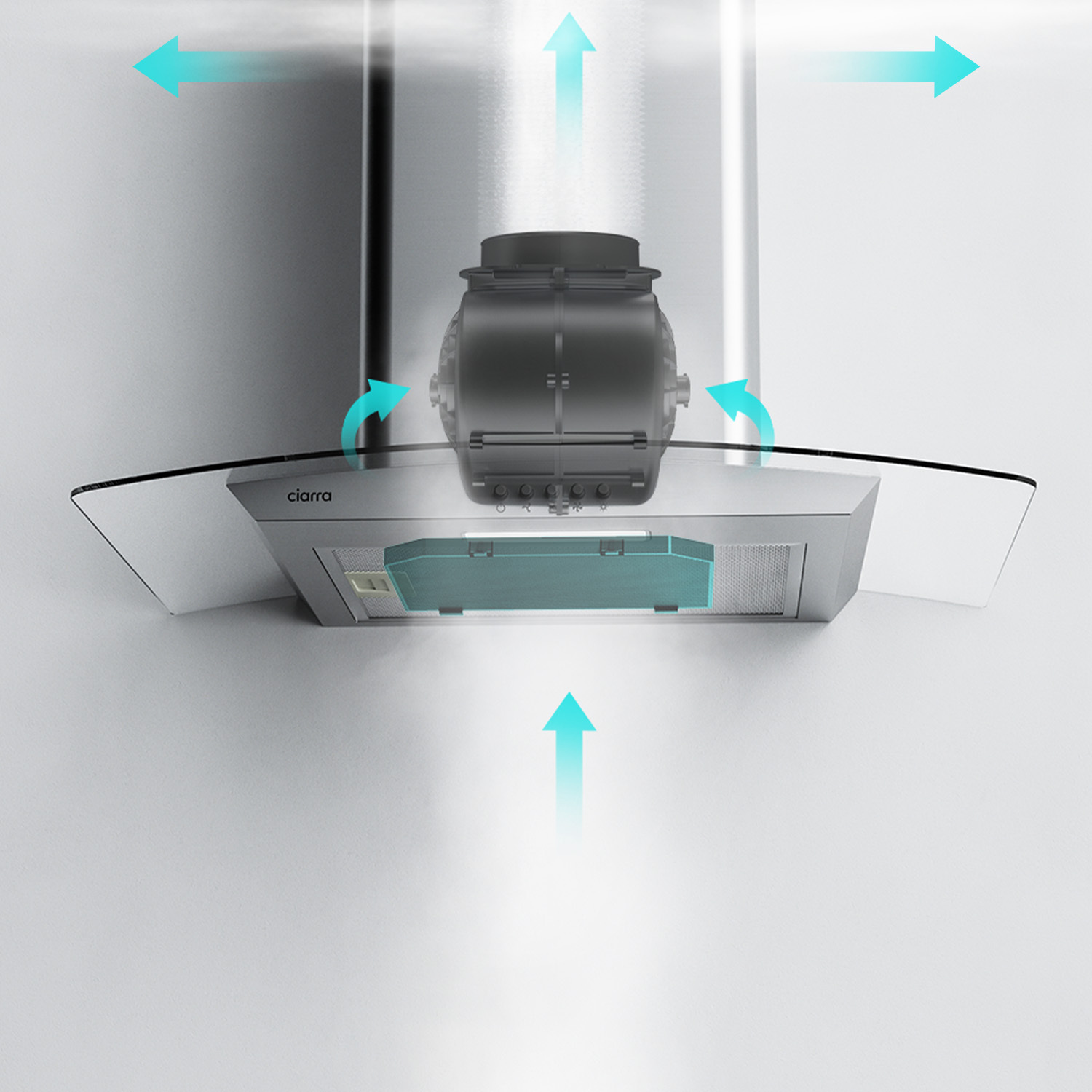 CIARRA Hotte Aspirante 60cm 650 M3/h Classe A++ 1pcs Filtre Actif 3 Vitesses Recyclage & Evacuation Inox - 506SS60 16 CIARRA HOTTE A RECYCLAGE OU EVACUATION