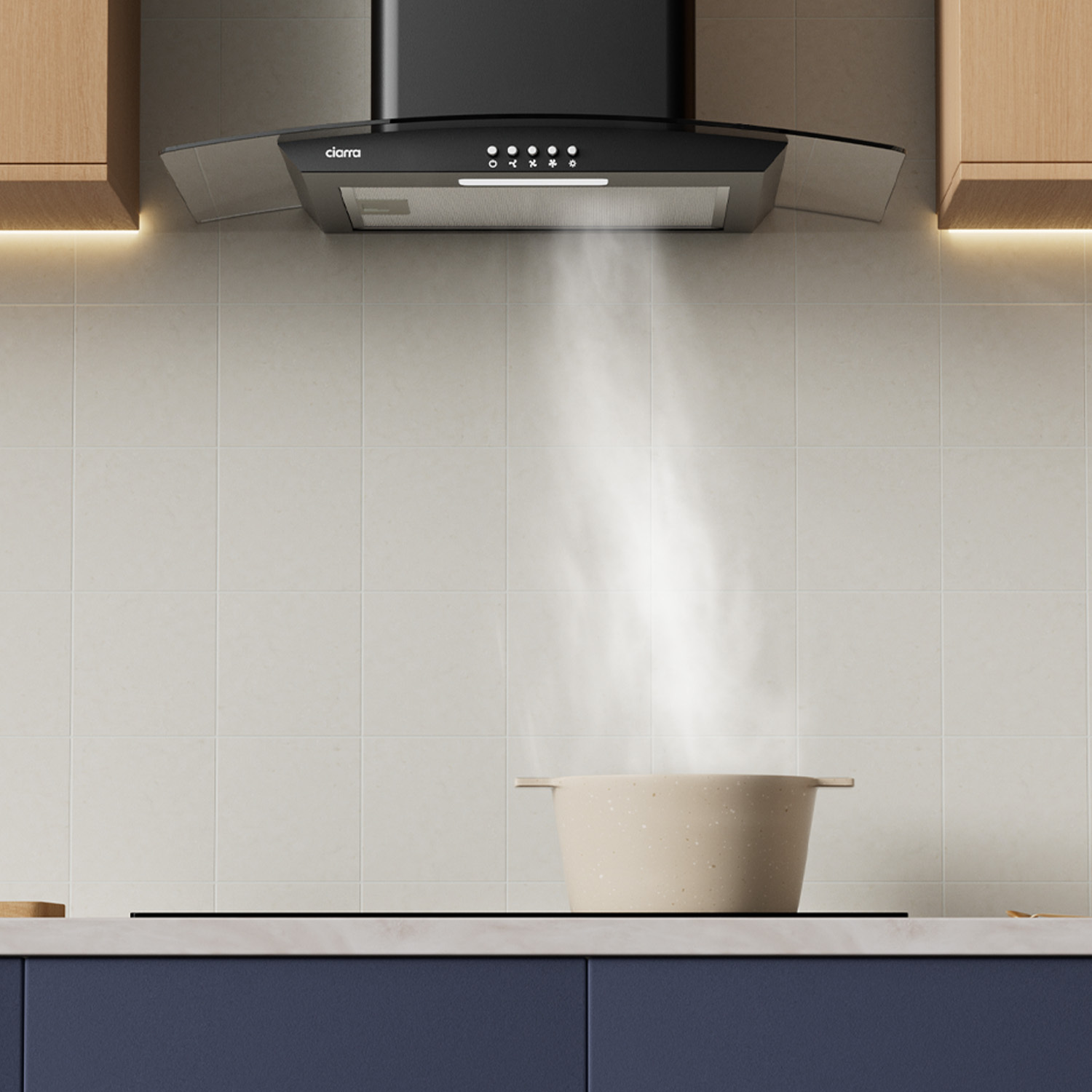 CIARRA Hotte Aspirante 60cm 650m3/h Classe A++ 1pcs Filtre Actif 3 Vitesses Recyclage Evacuation Verre & Noir - 506BK60 13 CIARRA HOTTE EN ECONIMIE