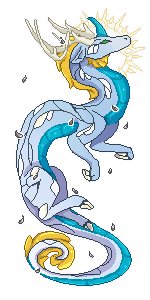 Pixel art of an ascending, wingless, female Pearlcatcher with Ice Petals/Yellow/Cerulean Glimmer. | Dragon ID: 67316225 | pixel bookmark by orest. Click for adopt shop.