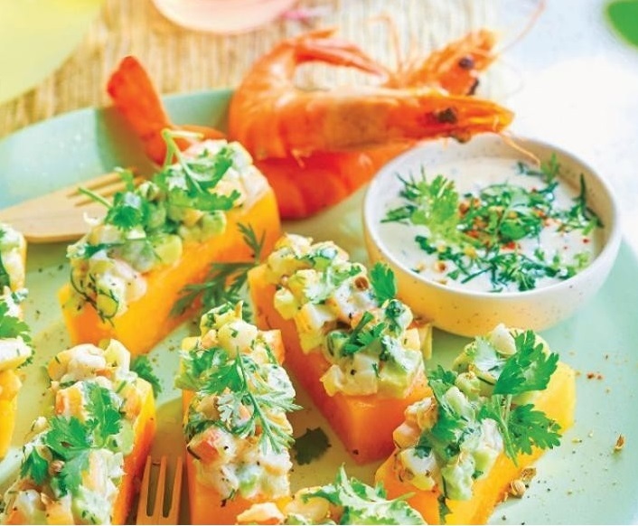 Canapés de melon au tartare de crevettes D1r8