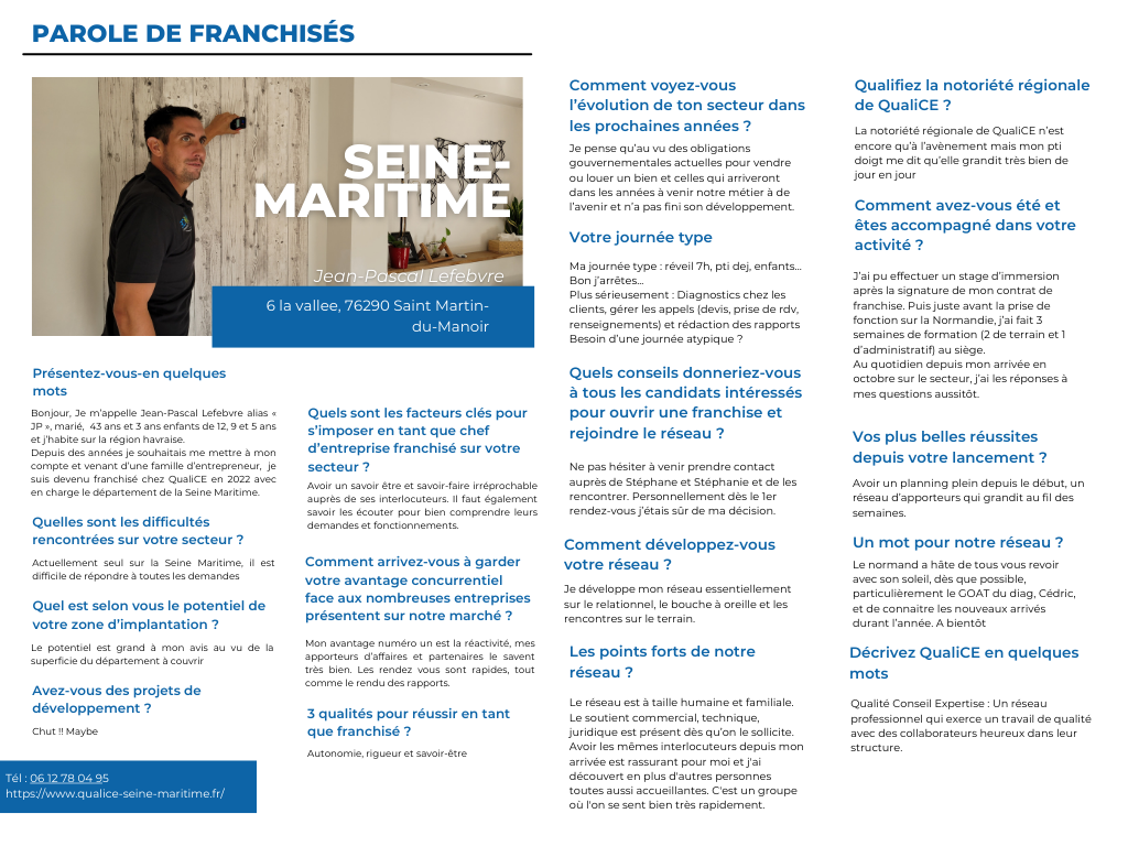 Paroles de franchisés : Jean-Pascal et la Seine-Maritime