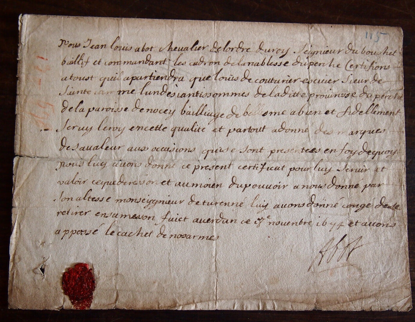 Un congé de la noblesse 1674 Xbkl
