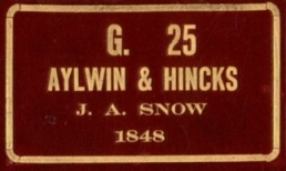 Couverture du livret d'arpenteur de J.A. Snow (1848)
