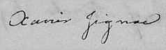 mention à Xavier Gignac, "témoin" (m.1852, Mélina) (ce n'est pas une signature)
