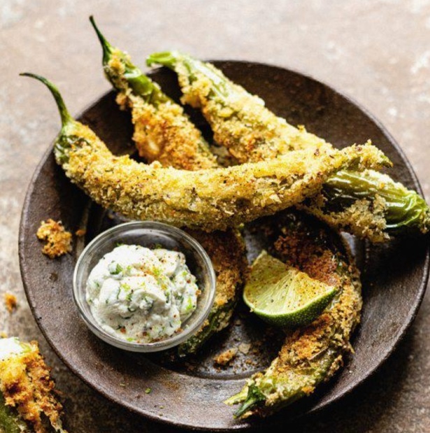 Piments panés, farcis au chèvre frais et au citron 0ax1