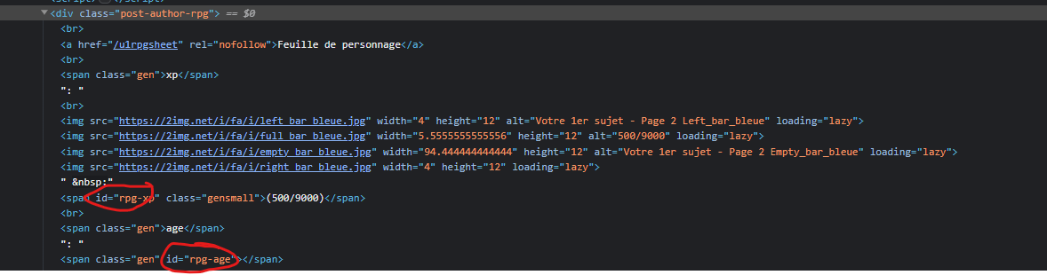 Id html répété par default pour les champs de feuille de personnage 5ely