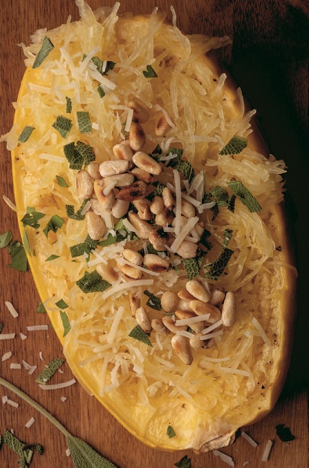 Courge spaghetti gratinée au beurre noisette/parmesan/pignons D3em