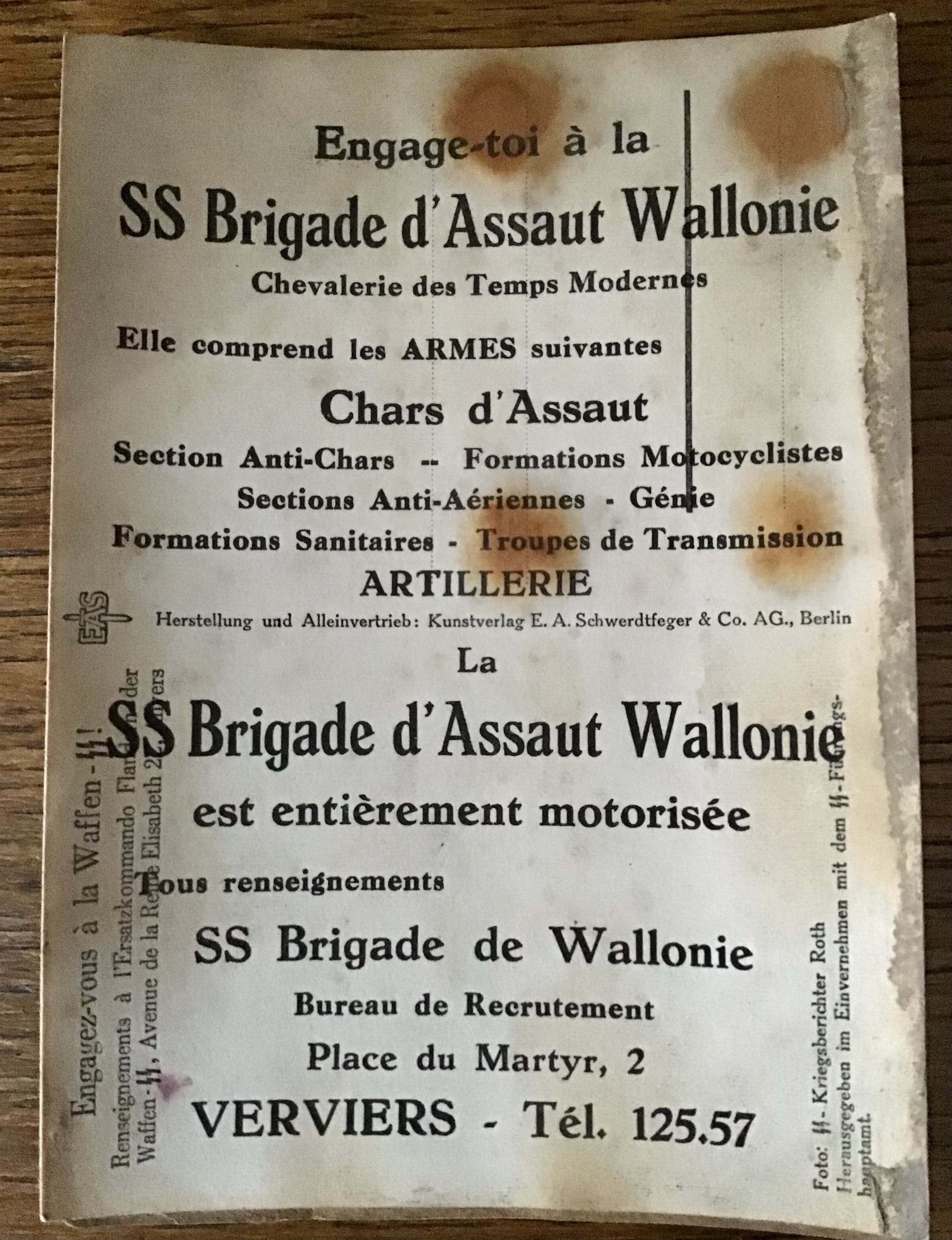 Carte postale ss Brigade d’assaut Wallonie H4ck