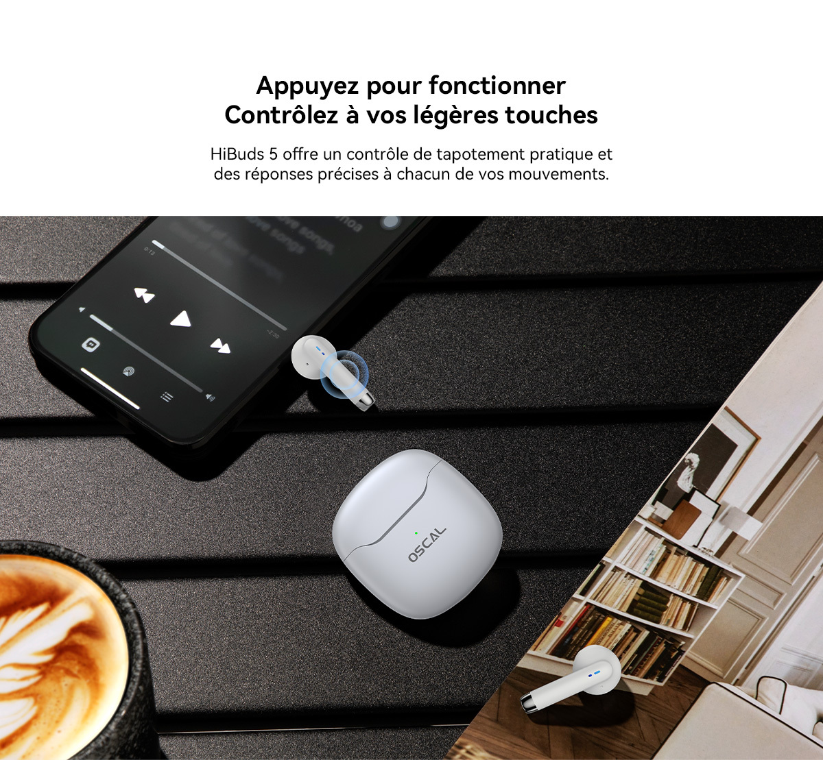 Oreillette et Kit mains-libres Oscal HiBuds 5 Ecouteur Bluetooth