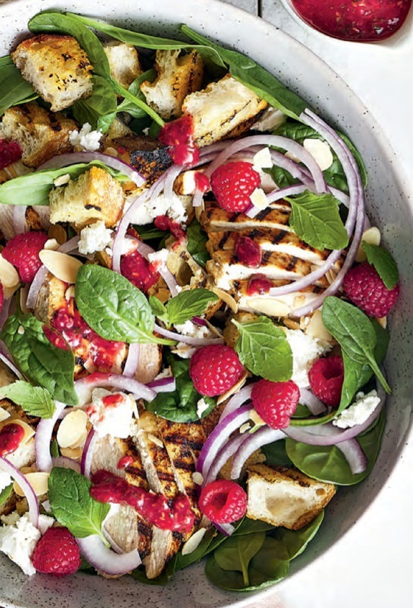 Salade poulet grillé/épinards/framboises Z7w6