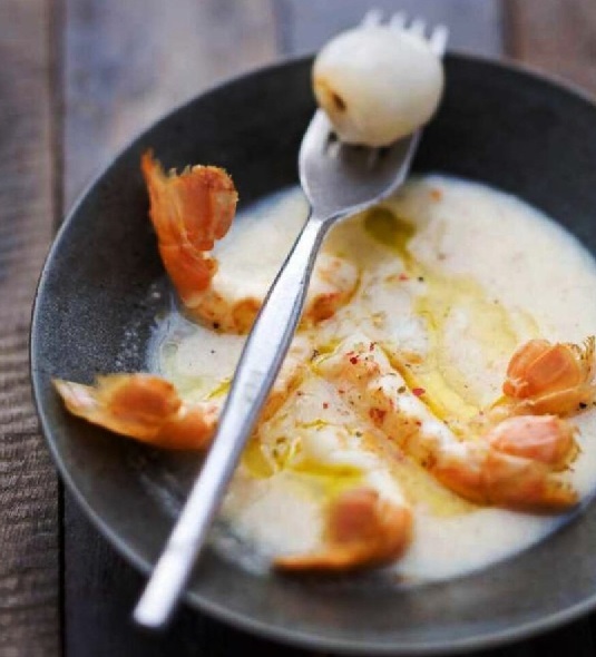 Langoustines, sauce crémeuse aux litchis Sgfl