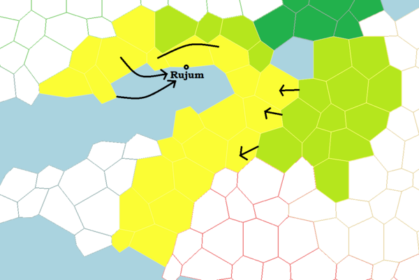 Plan d'aide des villes de Milos et Lepidum pour la ville de Rujum, assiégée par les armées ambaroises