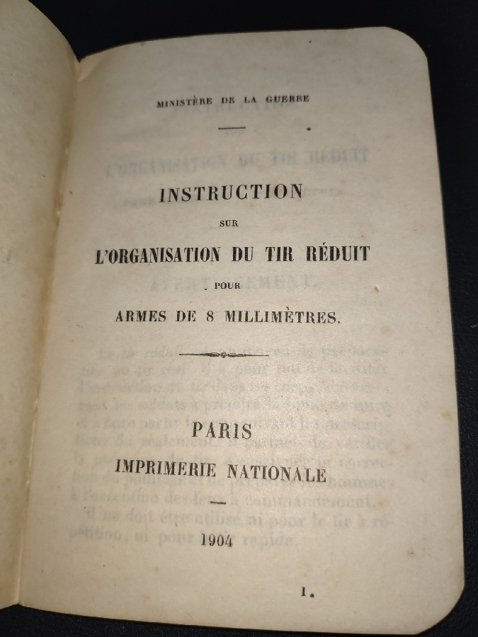 manuel d'instruction - organisation du tir réduit armes de 8mm - 1904 H1hx