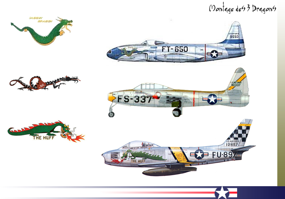 MONTAGE DES 3 DRAGONS - F-80C Shooting Star - F-84G Thunderjet - F-86F Sabre - [Hobby Boss] - [Tamiya] - [Academy] - 1/48 Vcvr