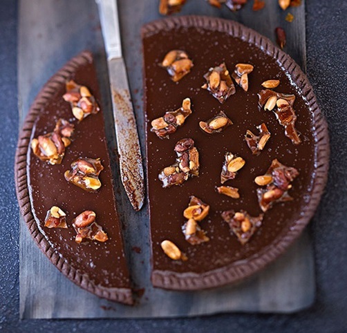 Tarte miroir chocolat/cacahuètes caramélisées Y3km