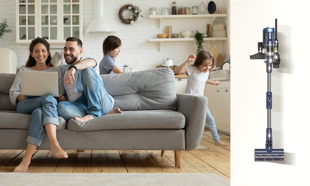 Aspirateur Balai Sans Fil 45KPa/550W - 65min Autonomie, écran LED, Anti-Poils D'Animaux