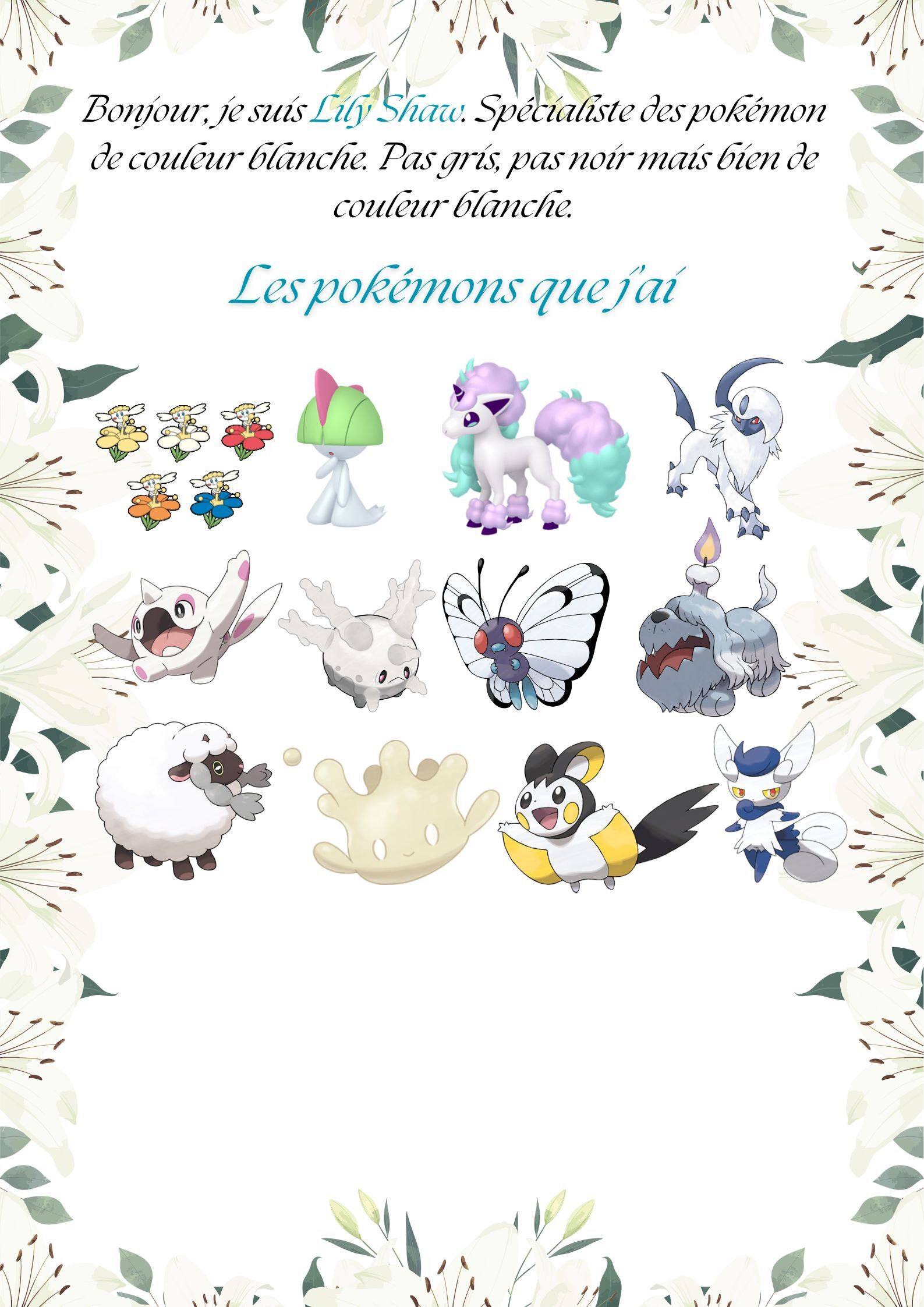 Les Pokémons Blanc par Lily Shaw 7iga