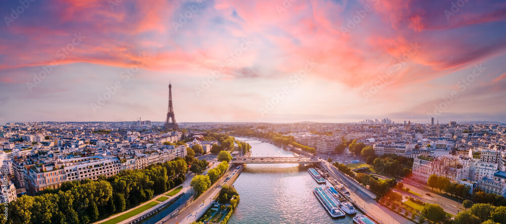 Panoramic view of Seine River in Paris