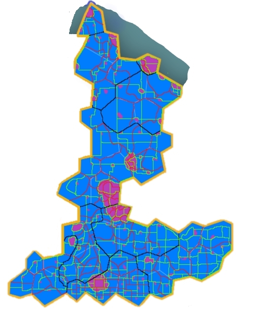 Carte avec les Régions/Comtés/Principaux Aires Urbaines/Autoroutes