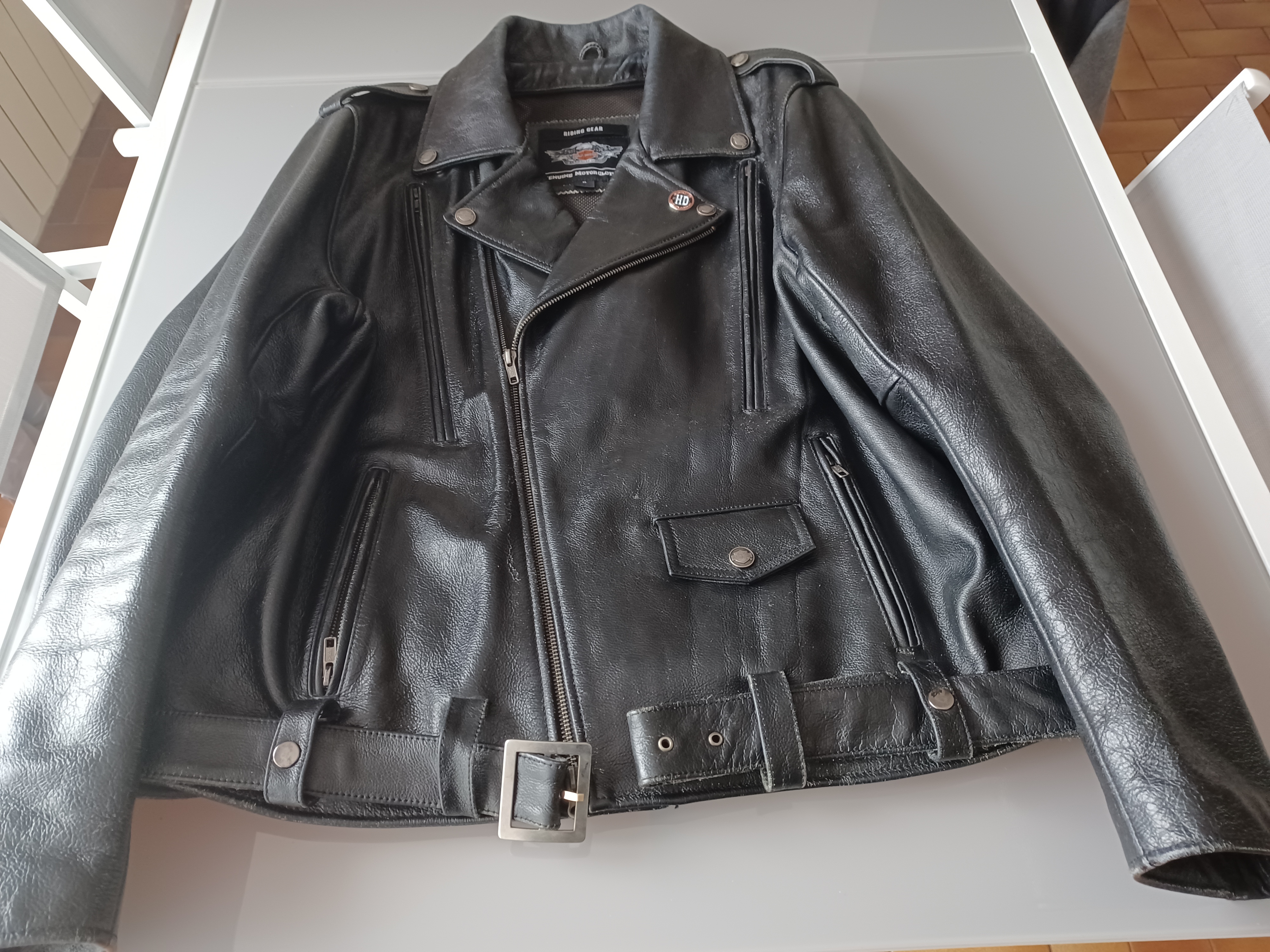 Blouson Cuir Vieilli Harley-Davidson XL coupe Perfecto Lfhi