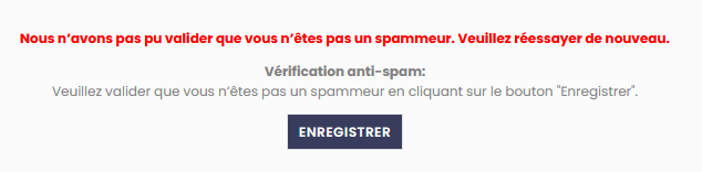 Vérification anti-spam qui ne fonctionne plus Y3z3