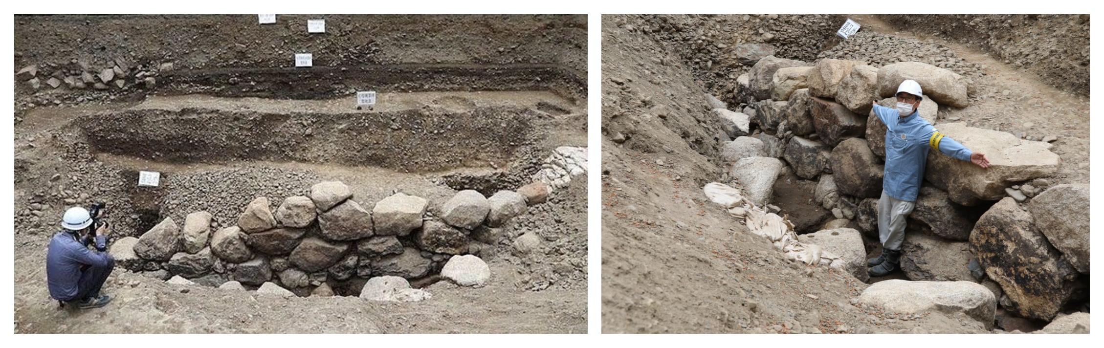 Archéologues de l'Institut national d'archéologie préventive maronhienne sur le site du château seigneurial de Mopota, photographies, 2009.