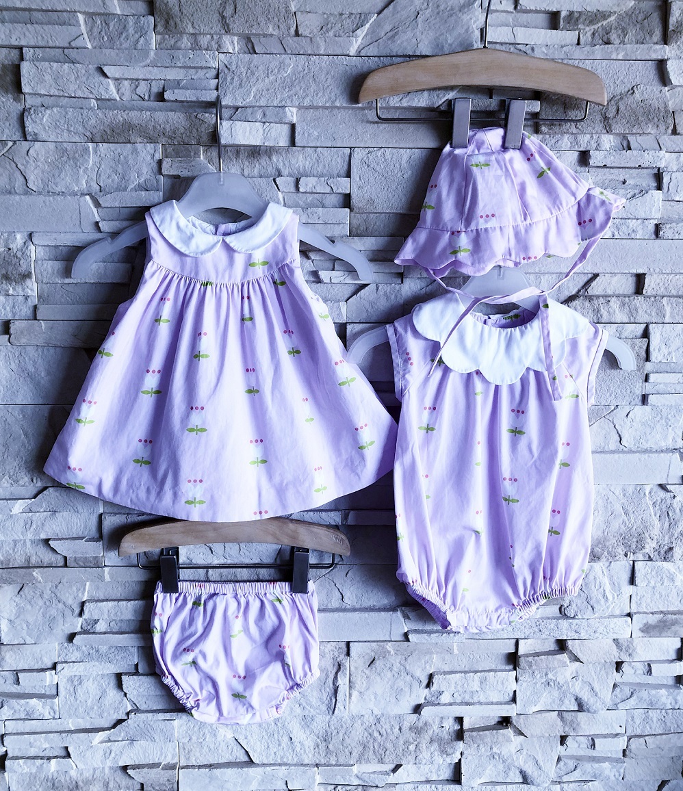 Lot De 4 Ensembles Jacadi Pour Bébé Fille 3/6 Mois - Motif Tulipes - Comme Neuf - Robe, Culotte, Chapeau, Barboteuse