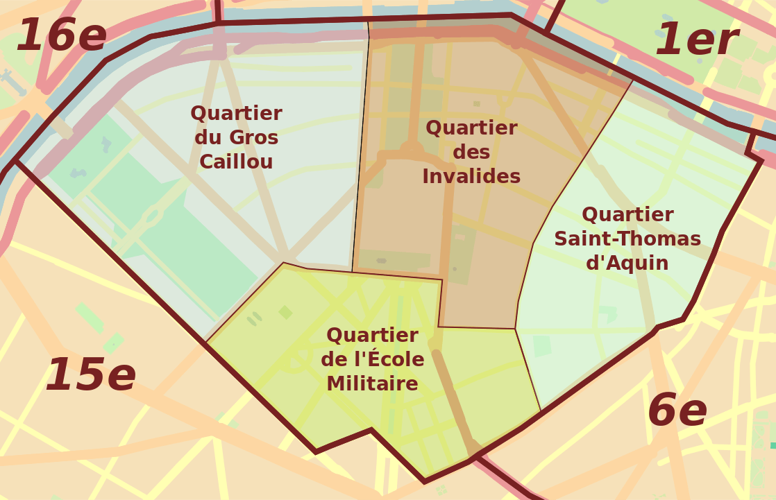 Map of the 7th arrondissement of Paris
