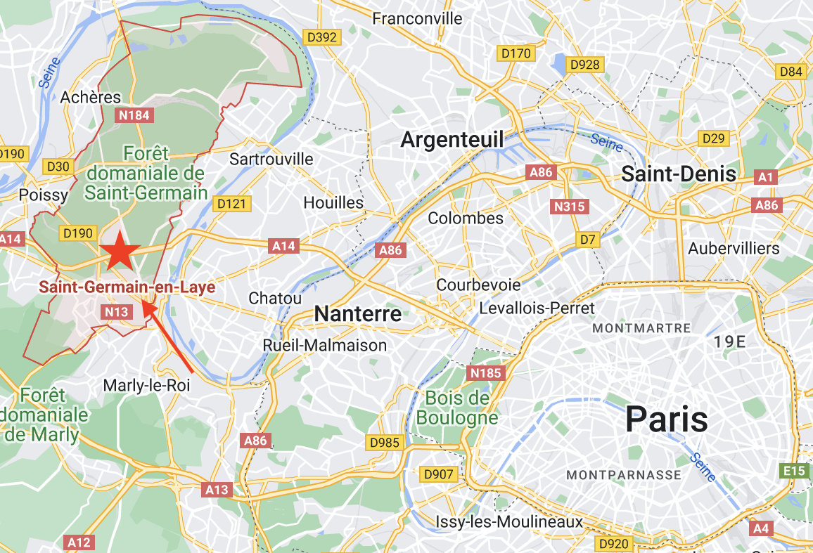 Location of Saint-Germain-en-Laye comparing to Paris