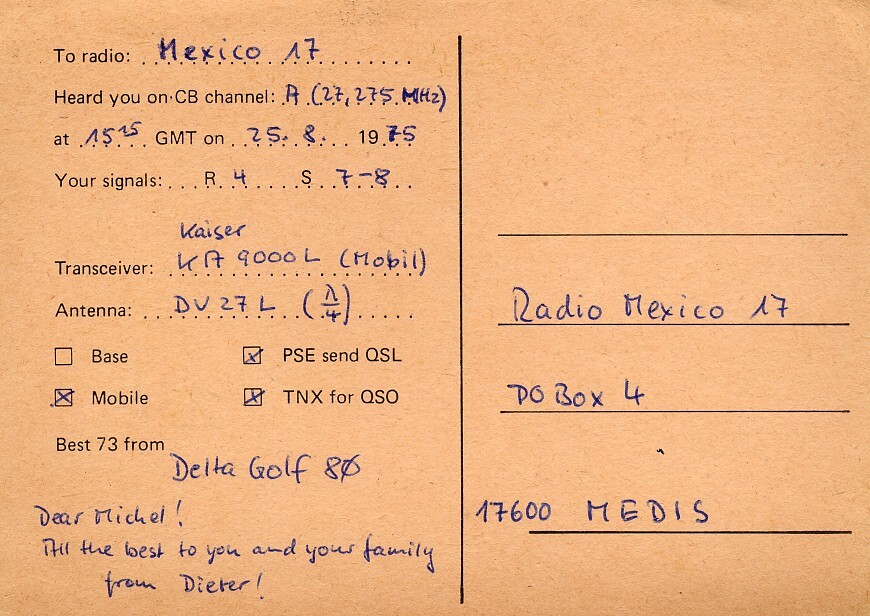 QSLs françaises 27 Mhz de mes 1ers contacts 1974/1975 Q732