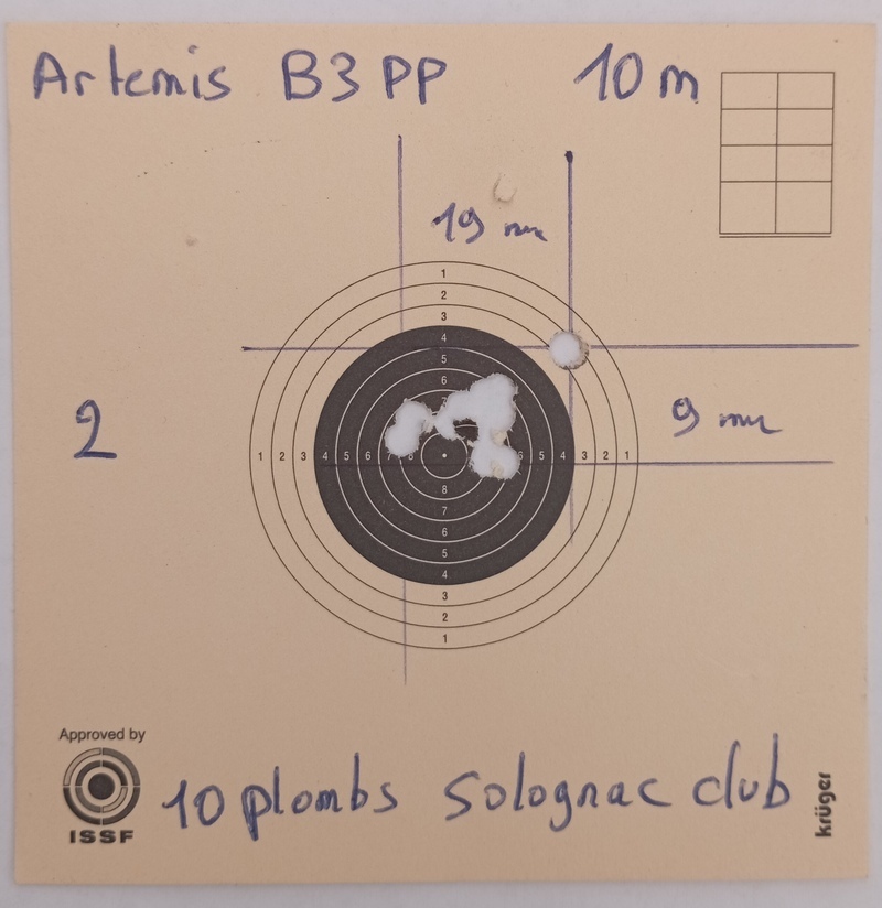 Cartons à 10m avec carabines et pistolets premiers prix. Sdwm