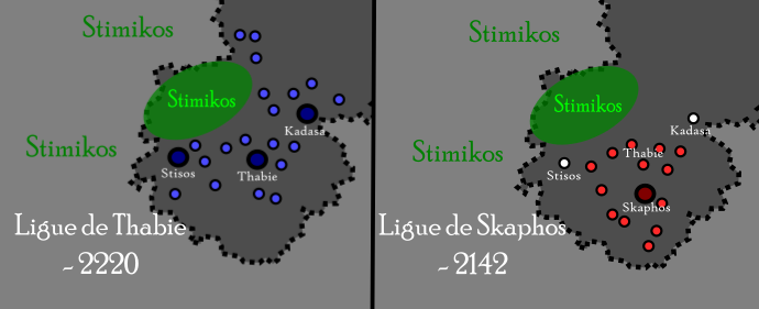 Carte des deux ligues à leurs apogées