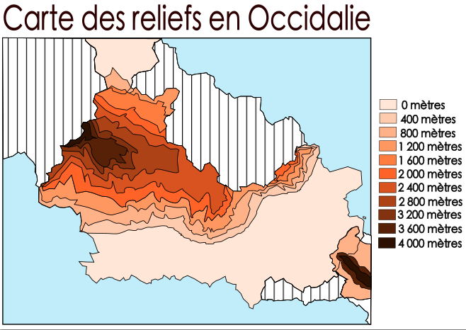 Carte des reliefs en occidalie