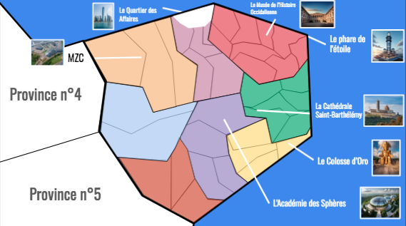 Les principaux monuments de Milenze sur la carte de la ville