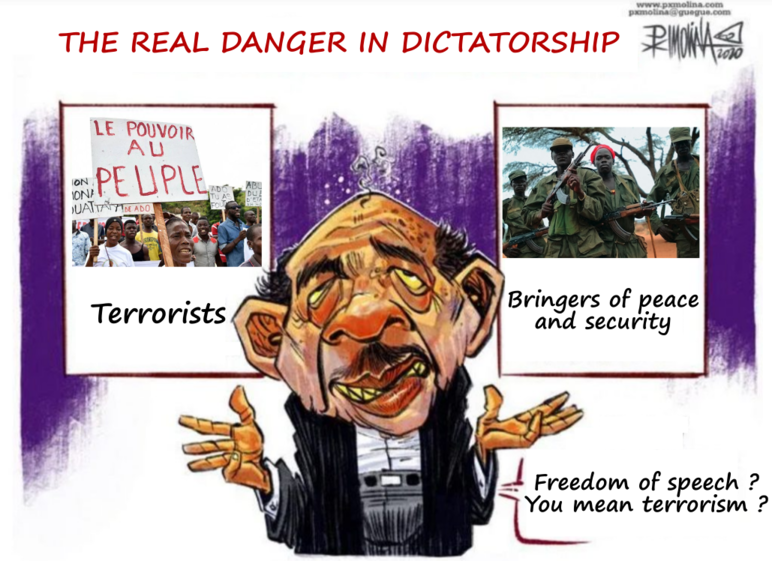 Caricature du Chef Suprême d’Antegrad Ismael Idi Amar “The real danger in dictatorship”