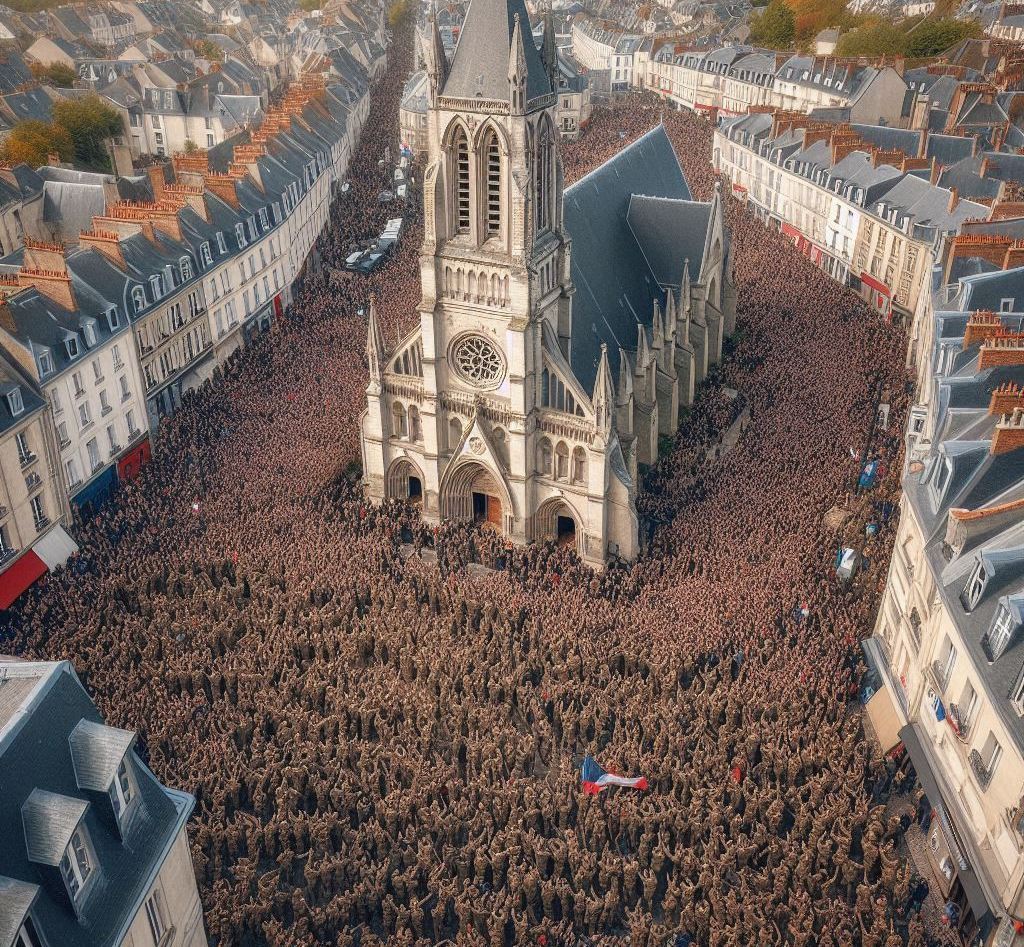 La foule se masse devant la Sainte Créopole de Legkibourg pour le sacre du nouvel Empereur Louis Premier