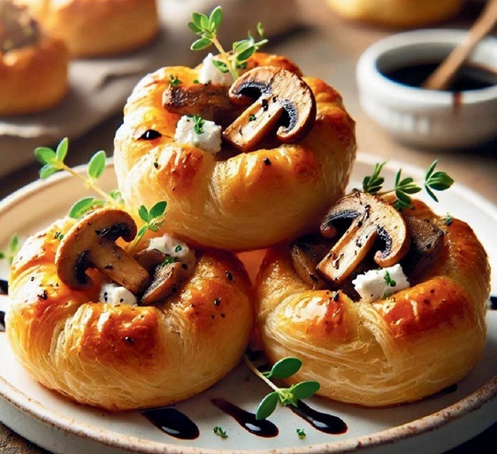 Mini feuilletés aux champignons et fromage de chèvre 7unh