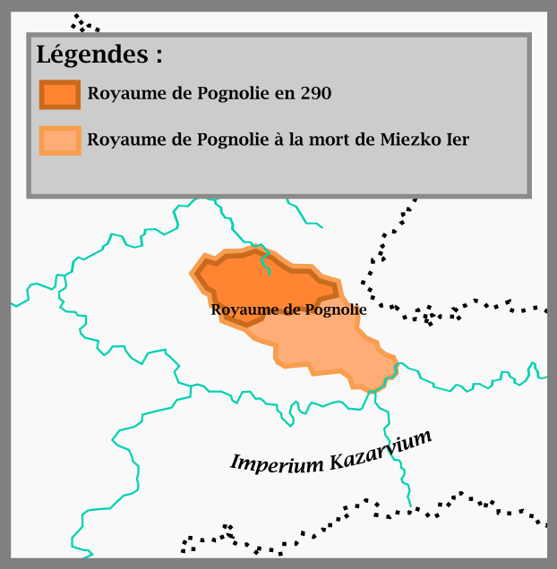 Carte de la Polognie sous le Roi Miezko Ier