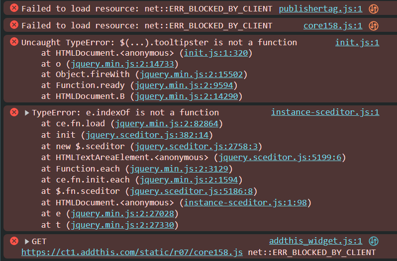 Console: ''Tooltipster n'est pas une fonction'' qui fait bug Edison 8rtj