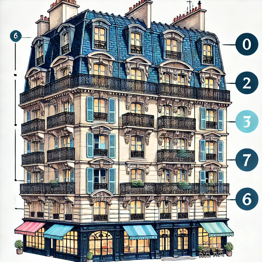 Plan de l'immeuble Haussmann à Paris