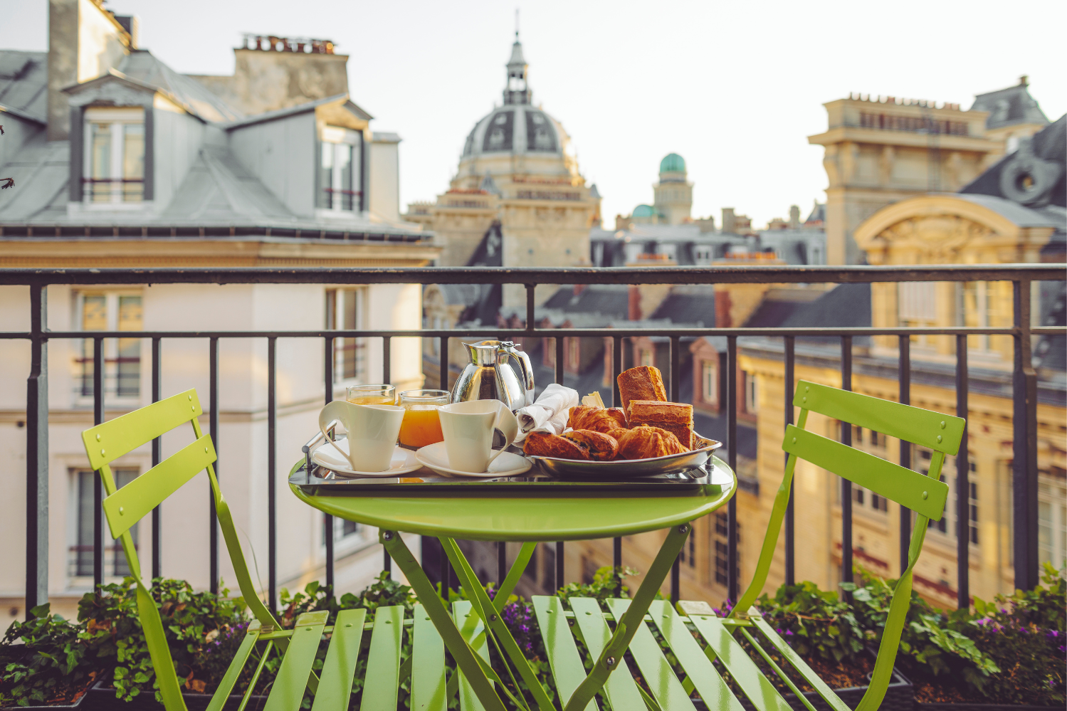 Paris balcony with breakfast