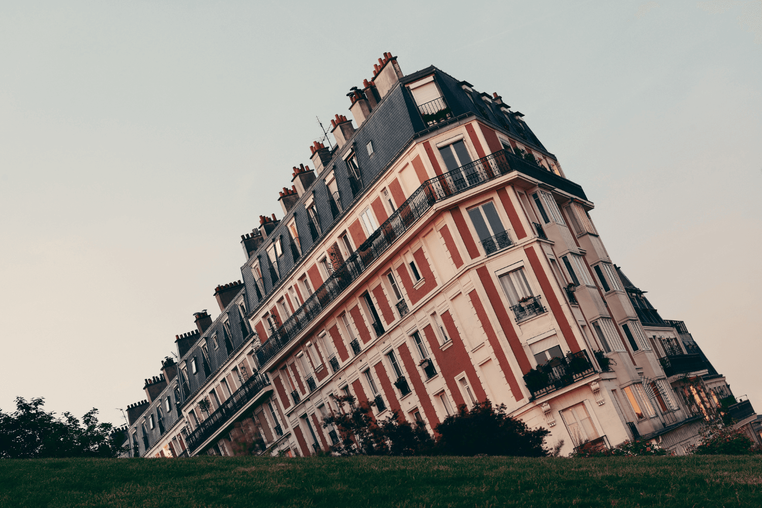 Haussmannian Building in Paris at Sunset